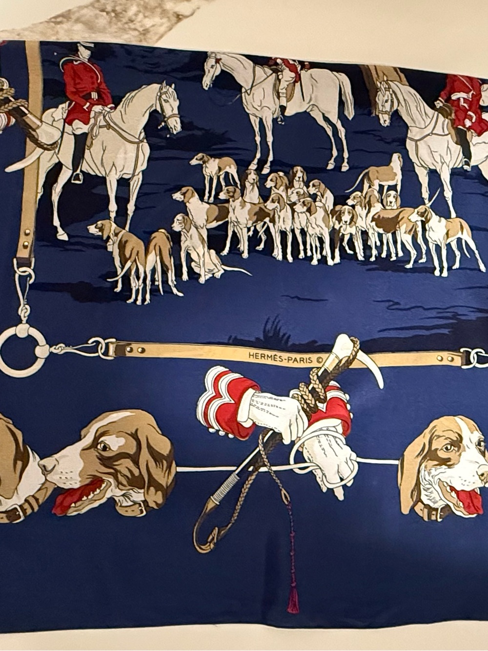 Hermès Paris Silk Scarf “Chasse à Courre” equestrian motif